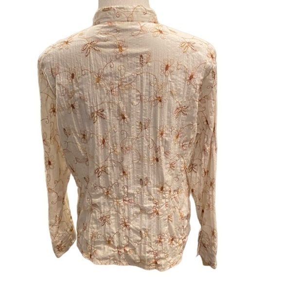 Lee Women’s Button Up Floral Bohemian Embroidered Long Sleeve Top. Size Large - Picture 5 of 11